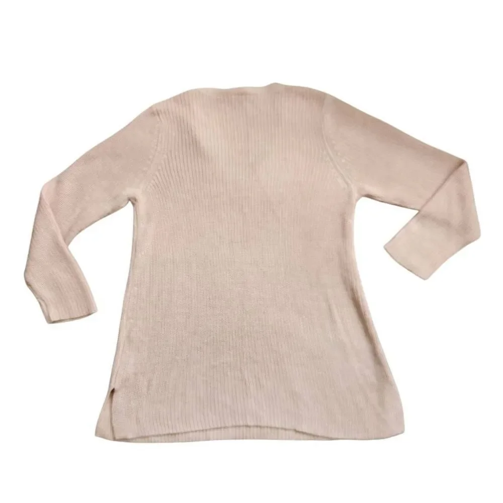 Eileen Fisher Sweater Womens Medium Organic Linen Cotton Tunic Knit Pink‎
